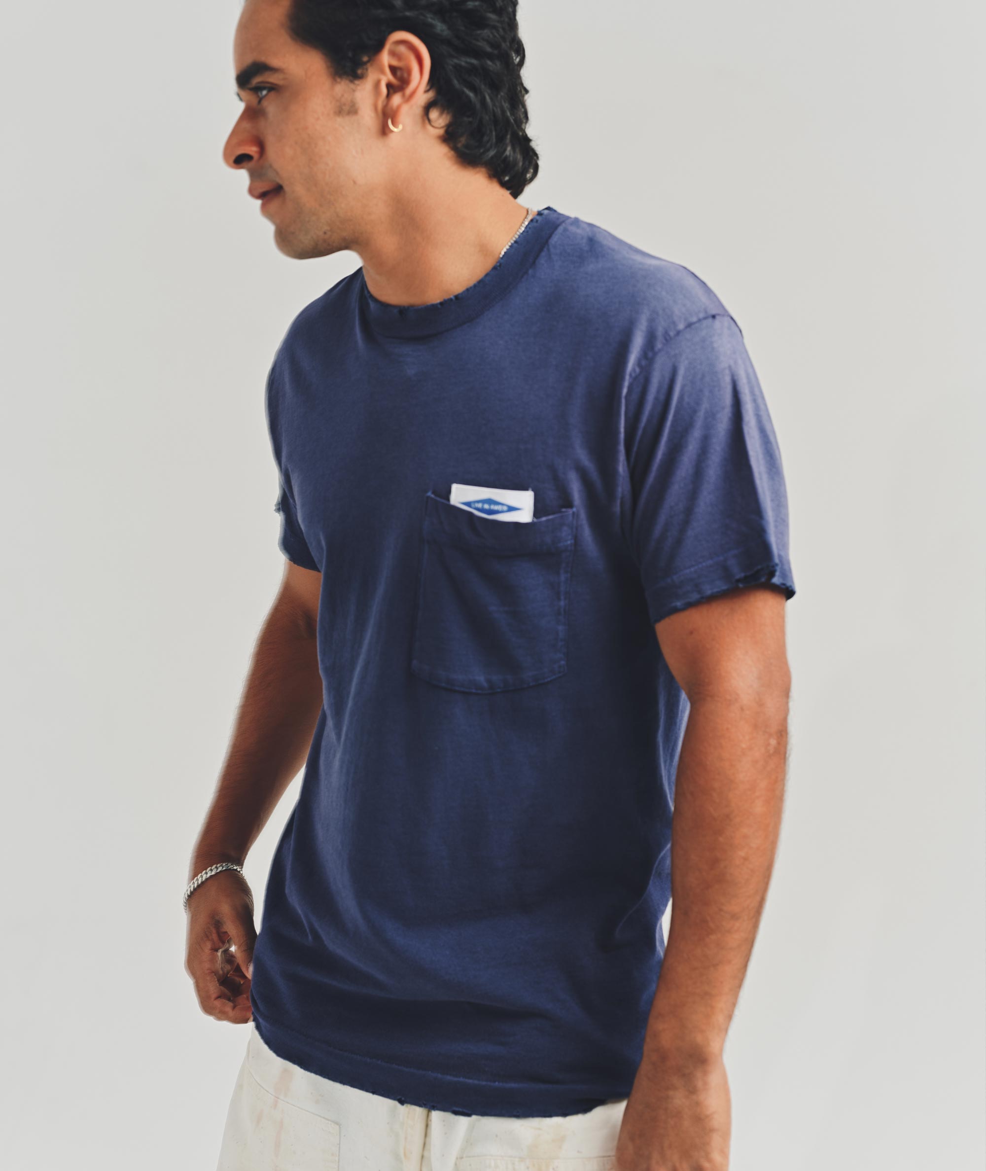 AWE Faded Pocket T-Shirt Navy – American Waste Enterprise
