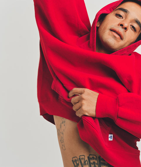 Solid Hooded Sweatshirt Red