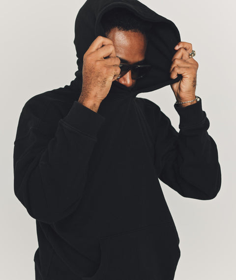 Solid Hooded Sweatshirt Black