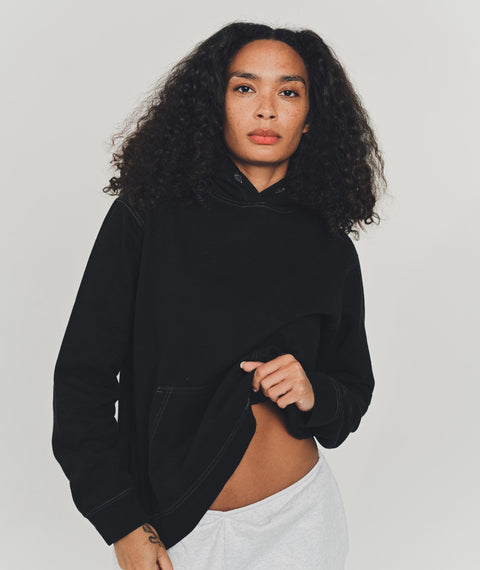 Solid Hooded Sweatshirt Black