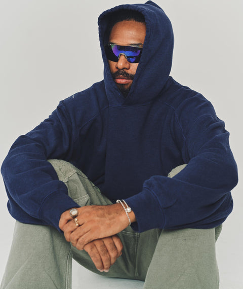 Solid Hooded Sweatshirt Navy