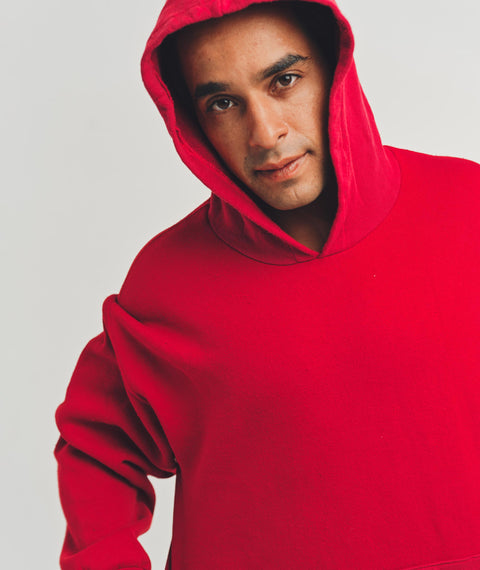 Solid Hooded Sweatshirt Red