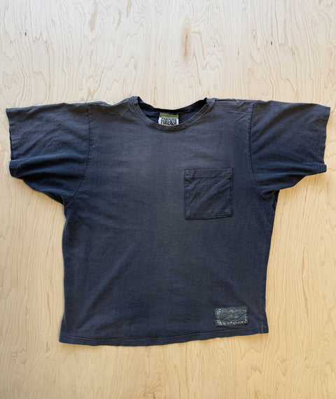 1980s's OOAK Stencil Forenza Sportswear Pocket T-shirt Black