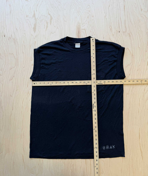 1980's OOAK Stencil Pocket Muscle Sleeveless T-shirt Black