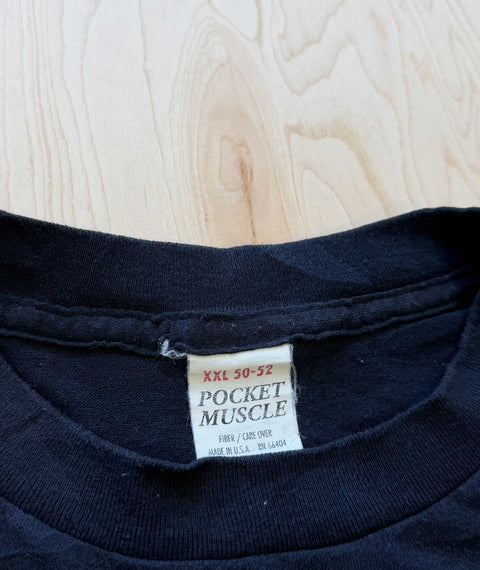 1980's OOAK Stencil Pocket Muscle Sleeveless T-shirt Black