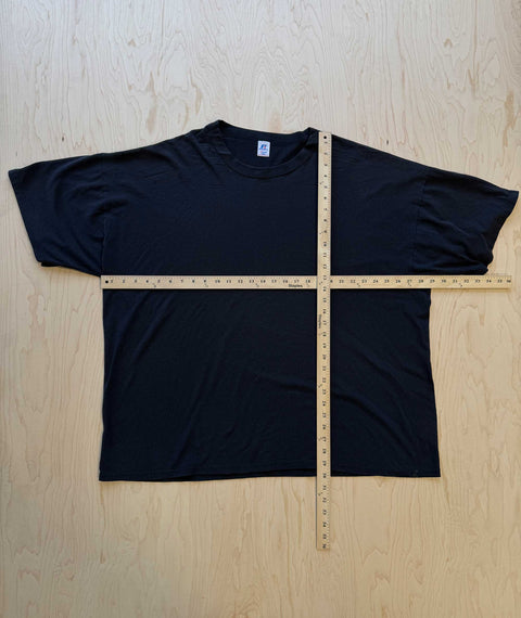 Late 2000's OOAK Stencil Russell Athletic T-shirt Black