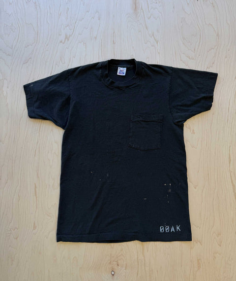 1990s's OOAK Stencil BVD Pocket T-shirt Black