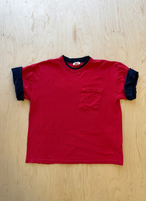 1990's Jeri Jo Double Collar T-Shirt- Redy/Navy