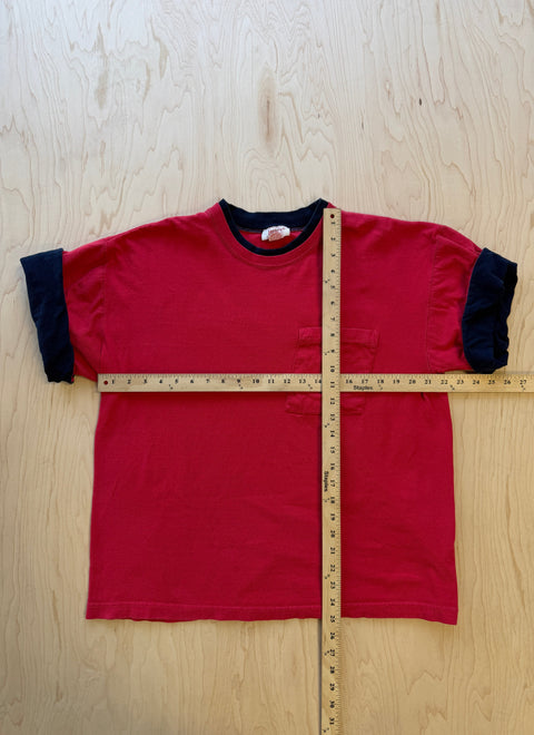 1990's Jeri Jo Double Collar T-Shirt- Redy/Navy