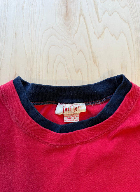 1990's Jeri Jo Double Collar T-Shirt- Redy/Navy