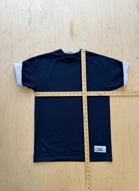 1990's Discus Double Collar T-Shirt- Navy/White