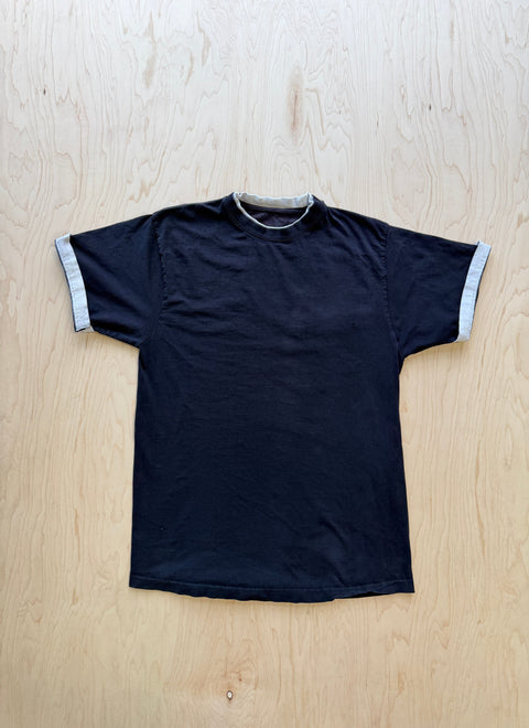 1990's Double Collar T-Shirt- Black/White