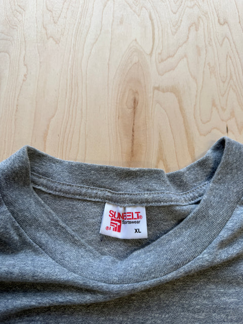1990's Sunbelt Double Sleeve T-Shirt- Heather Grey/Pink