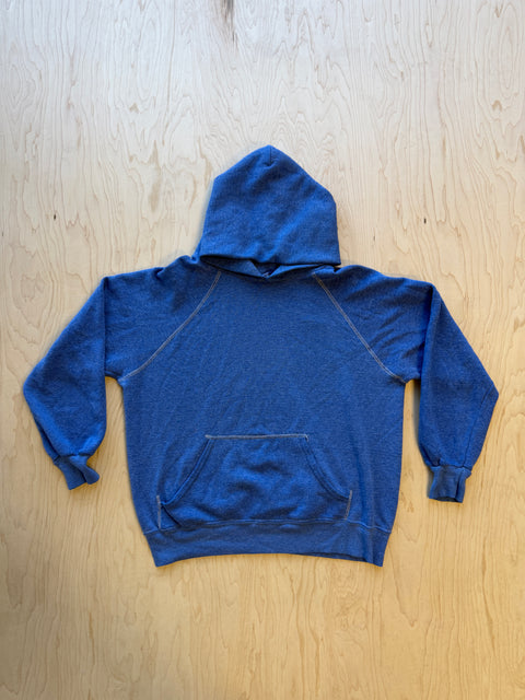1980's Raglan Hooded Sweatshirt- Blue