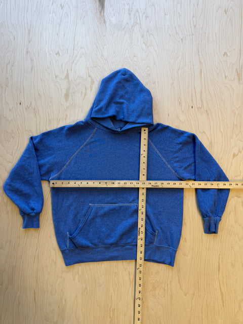 1980's Raglan Hooded Sweatshirt- Blue