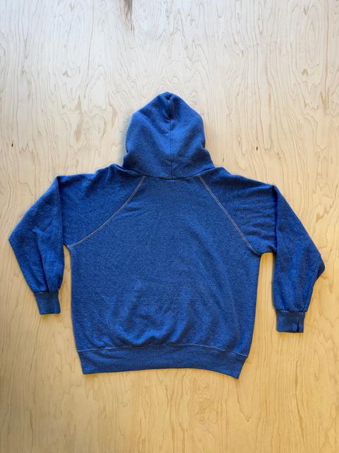1980's Raglan Hooded Sweatshirt- Blue