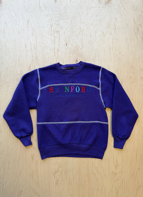 Stanford Flipped Panel Crewneck Sweatshirt- Purple