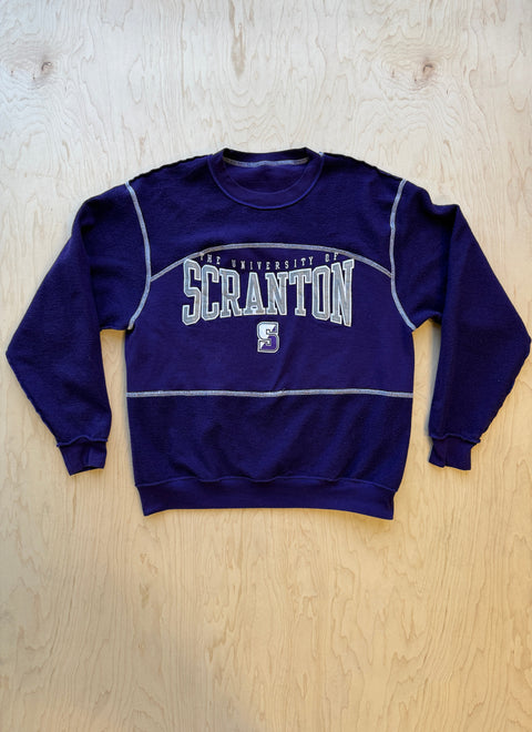 The University Of Scranton Flipped Panel Crewneck Sweatshirt- Purple