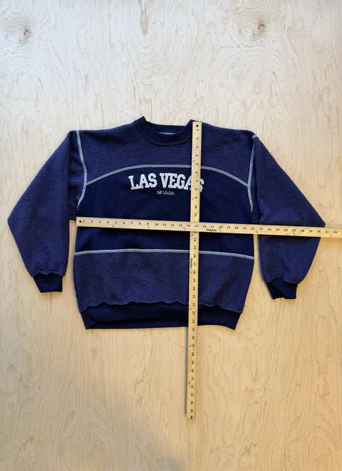 Las Vegas Flipped Panel Crewneck Sweatshirt- Navy