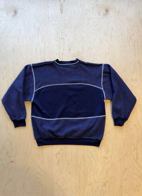 Las Vegas Flipped Panel Crewneck Sweatshirt- Navy