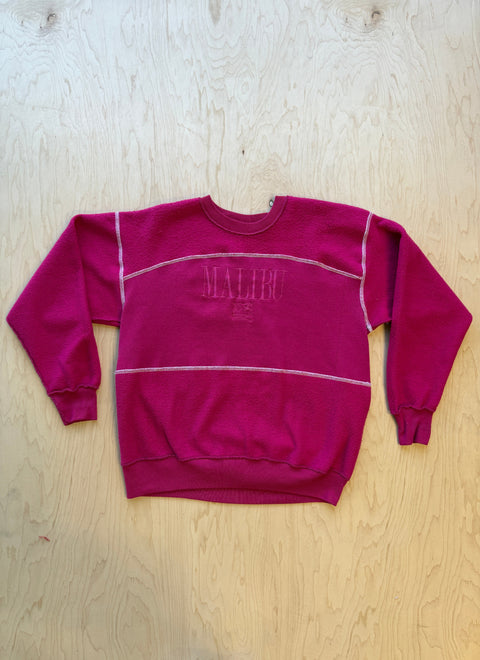 Malibu Flipped Panel Crewneck Sweatshirt- Pink