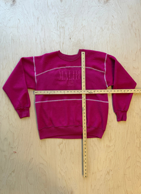 Malibu Flipped Panel Crewneck Sweatshirt- Pink
