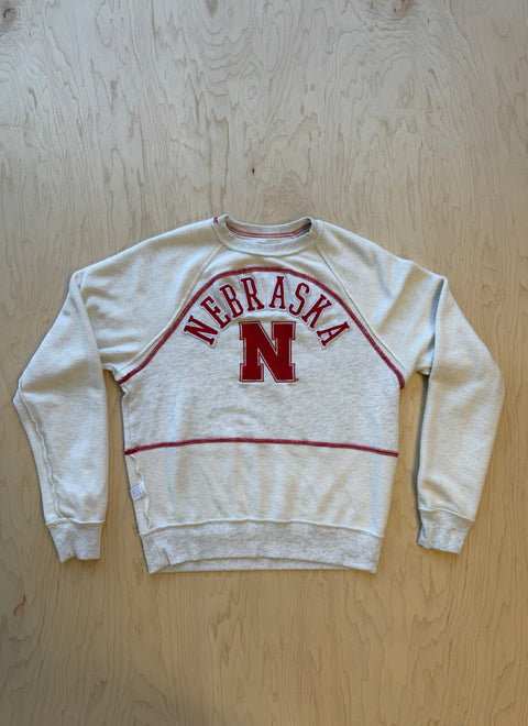 Nebraska Flipped Panel Crewneck Sweatshirt- Heather Grey