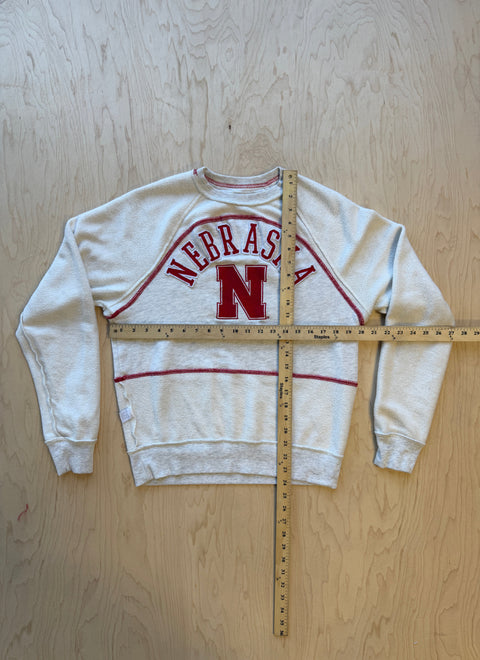 Nebraska Flipped Panel Crewneck Sweatshirt- Heather Grey