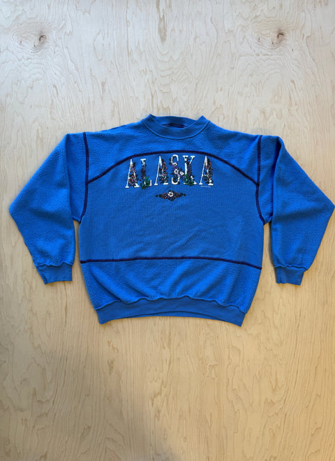 Alaska Flipped Panel Crewneck Sweatshirt- Blue