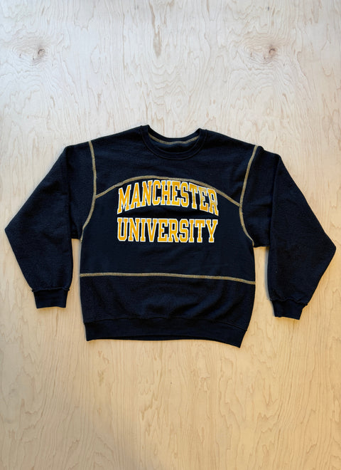 Manchester University Flipped Panel Crewneck Sweatshirt- Black