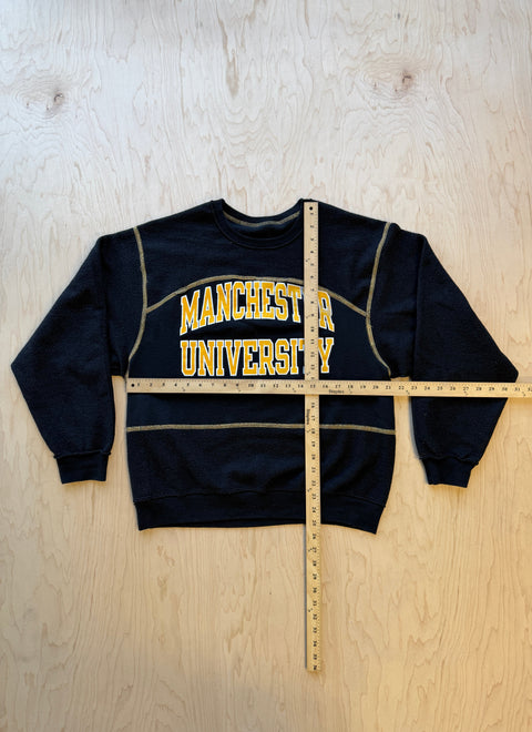 Manchester University Flipped Panel Crewneck Sweatshirt- Black