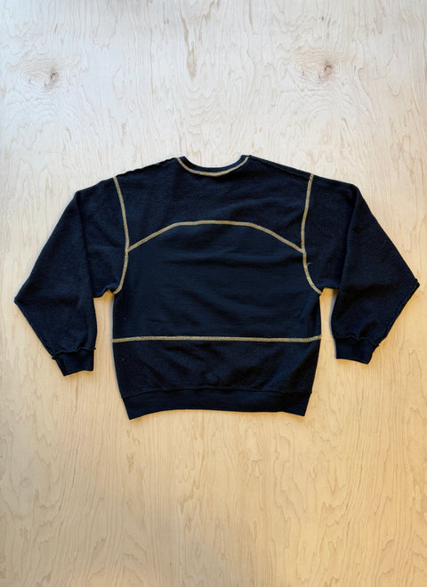 Manchester University Flipped Panel Crewneck Sweatshirt- Black