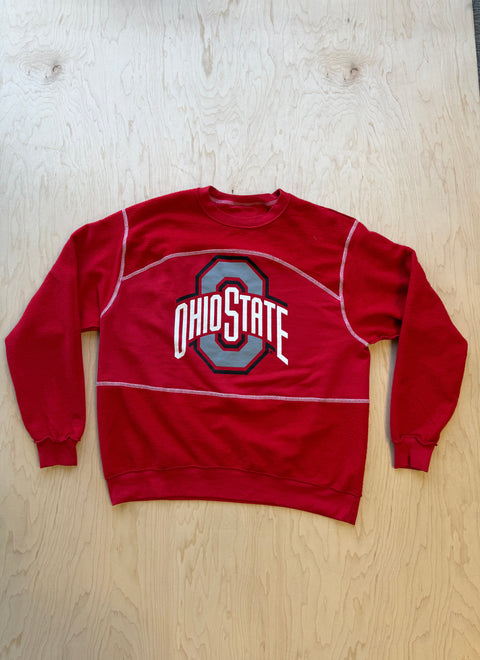 Ohio State Flipped Panel Crewneck Sweatshirt- Scarlet