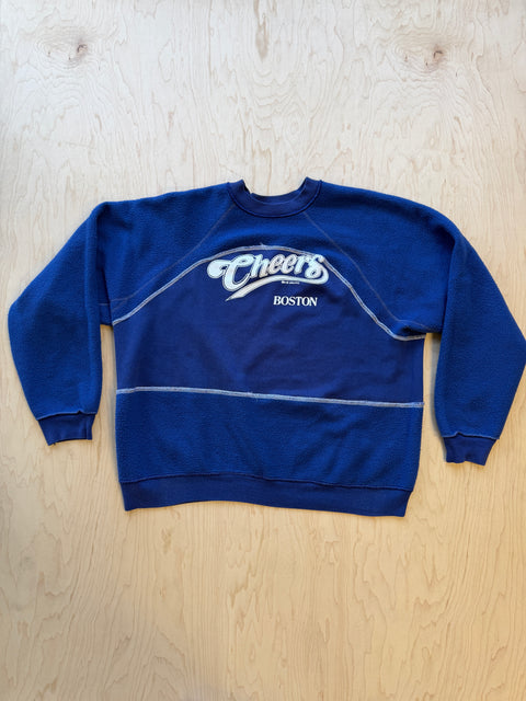 Boston Flipped Panel Crewneck Sweatshirt- Navy
