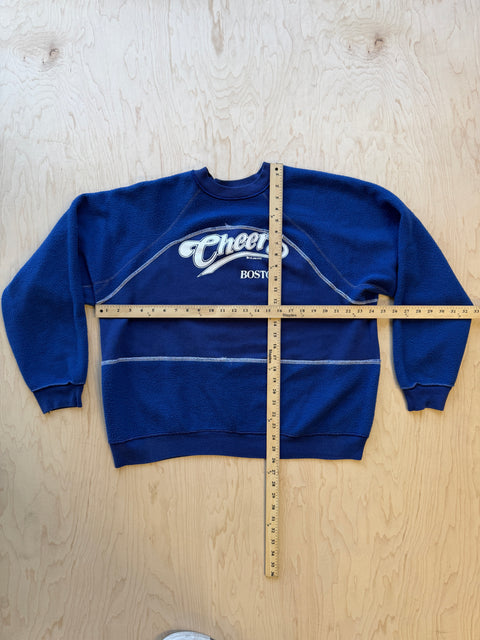 Boston Flipped Panel Crewneck Sweatshirt- Navy