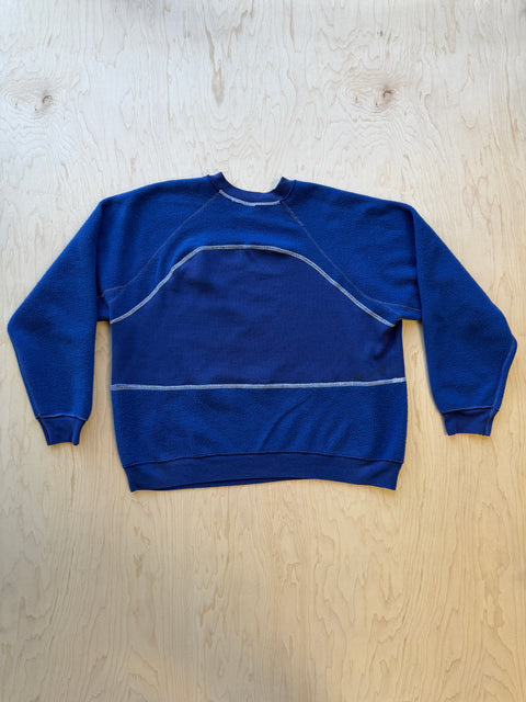 Boston Flipped Panel Crewneck Sweatshirt- Navy