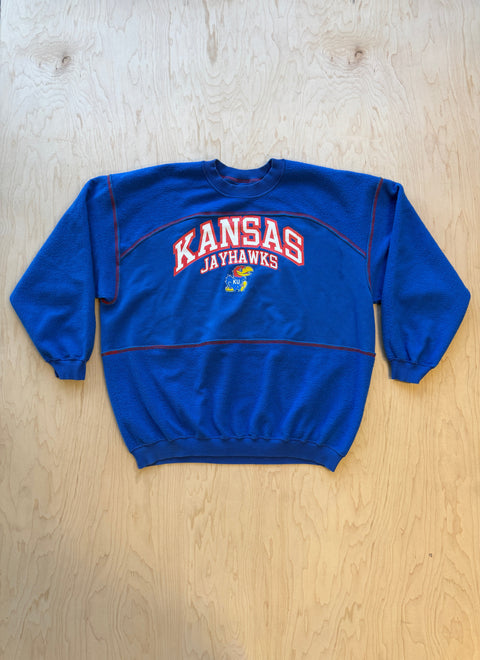 Kansas Flipped Panel Crewneck Sweatshirt- Royal Blue