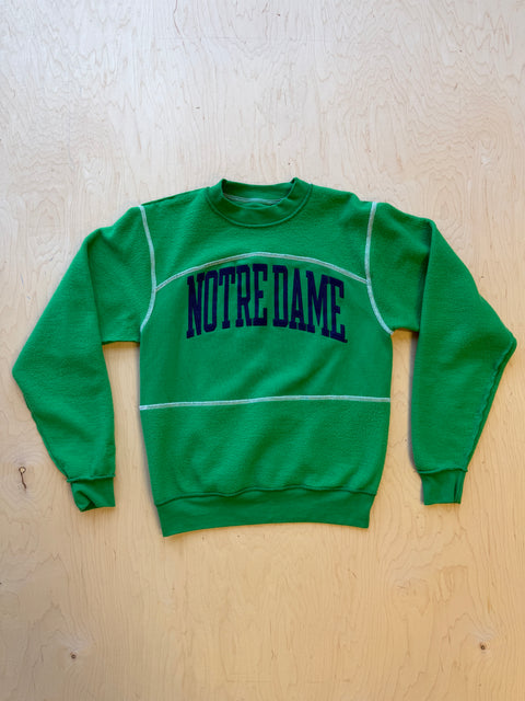 Notre Dame Flipped Panel Crewneck Sweatshirt- Green