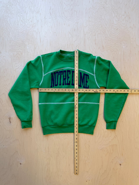 Notre Dame Flipped Panel Crewneck Sweatshirt- Green