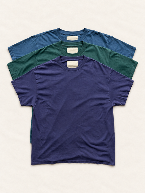 Blue Haze Bleached Down T-Shirt 3-pack — group; colors and garments vary by pack