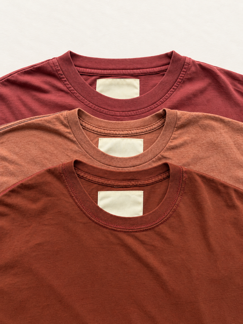 Sunspill Bleached Down T-Shirt 3-pack — collar detail; colors and garments vary by pack