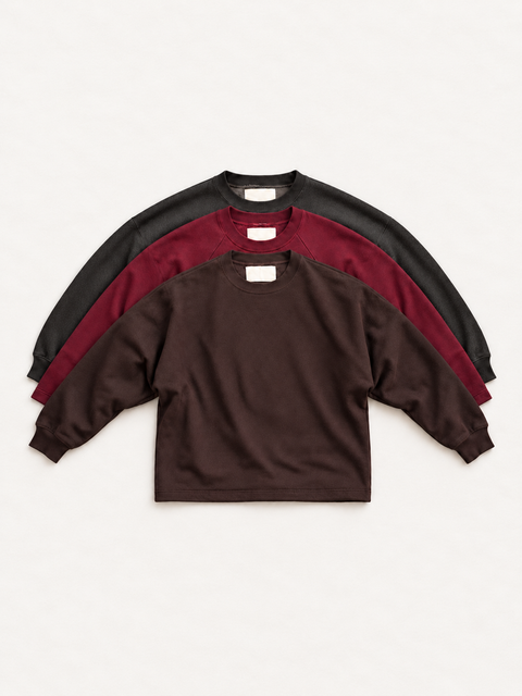 Nightfall Bleached Down 3-pack, full crewneck group with sleeves and cuffs visible; colors vary by pack